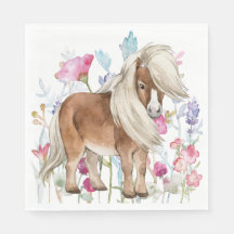 Miniature Cheval et serviettes en papier Fleur sau