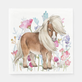 Miniature Cheval et serviettes en papier Fleur sau