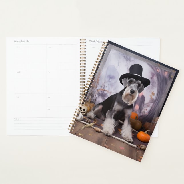 Miniature Schnauzer Citrouilles Halloween Effrayan (Devant avec enveloppe)