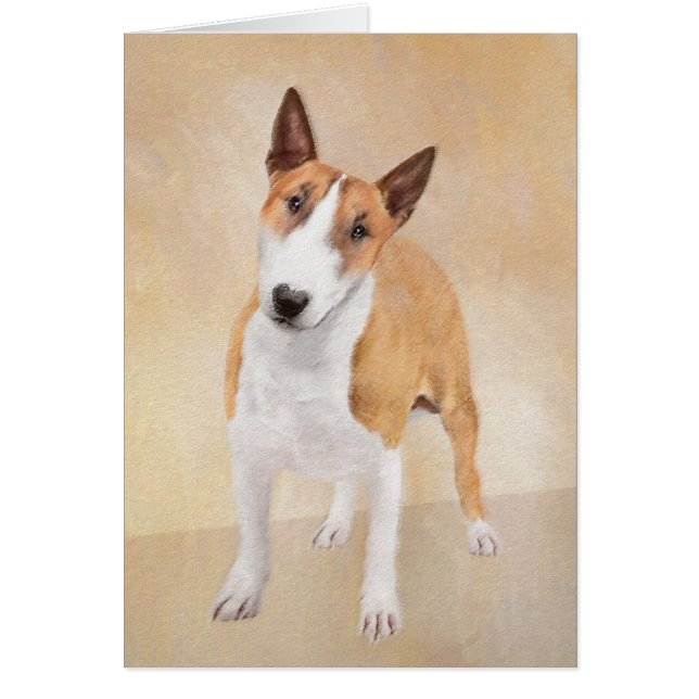 Miniature Taureau Terrier Peinture - Joli Original (Devant)