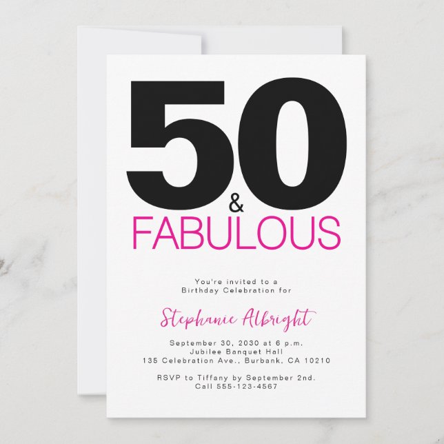 Minimal 50 et Fabuluxx Invitation Rose 50e Anniver (Devant)