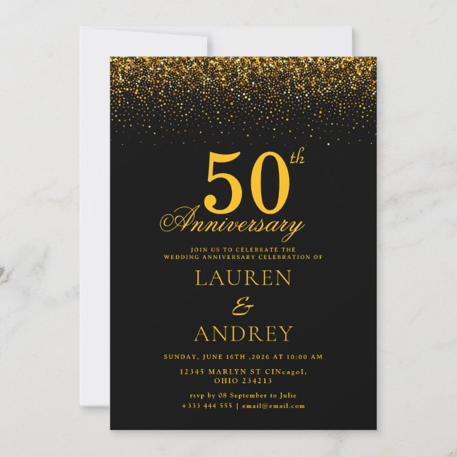 Minimal 50th Wedding Anniversary Invitation (Devant)