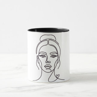 Minimal Abstract Woman Face Line Art Mug