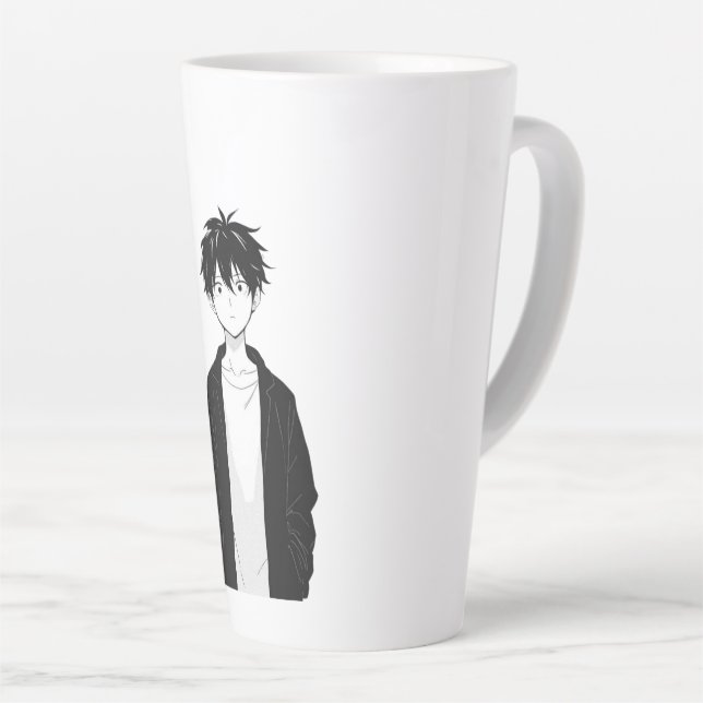 Minimal Anime Boy Latte Mug (Angle droit)