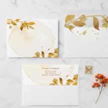 Minimal Autumn Golden Botanical Script Wedding
