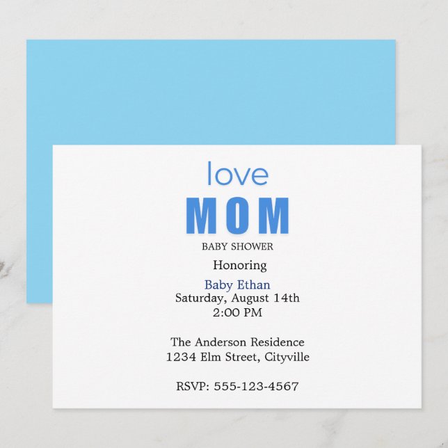 Minimal Baby boy Shower Invitation (Devant / Derrière)