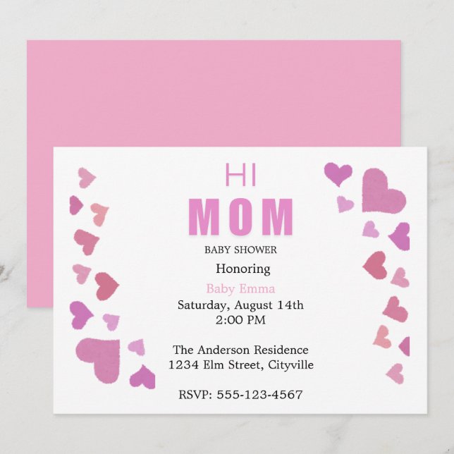 Minimal Baby Girl Shower Invitation (Devant / Derrière)