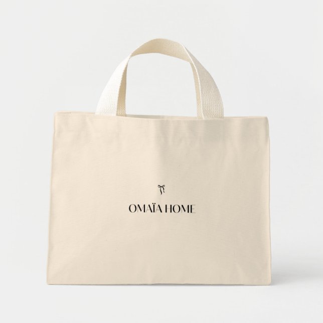 Minimal Black Bow Pattern Tote Bag with OMAÏA HOME (Devant)
