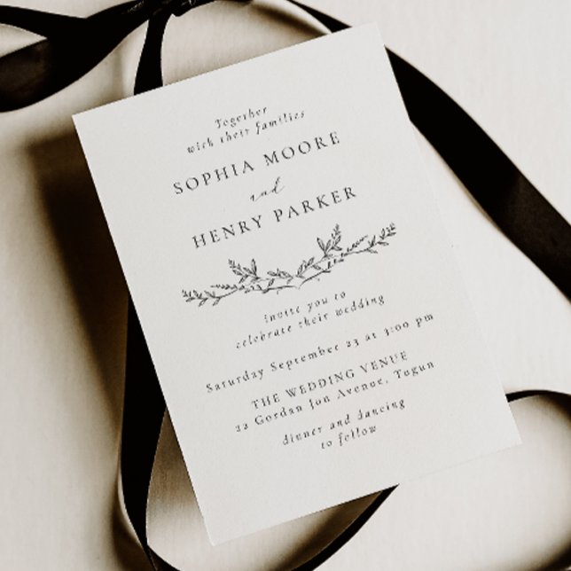 Minimal Black & White Line Art Wedding Invitation (Créateur téléchargé)