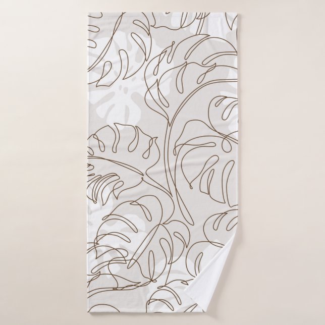 Minimal botanical art seamless pattern. Tropical m (Serviette de bain)