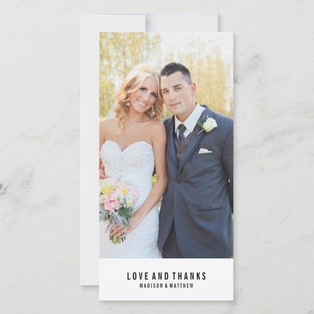 Minimal | Carte photo mariage Merci (Devant)