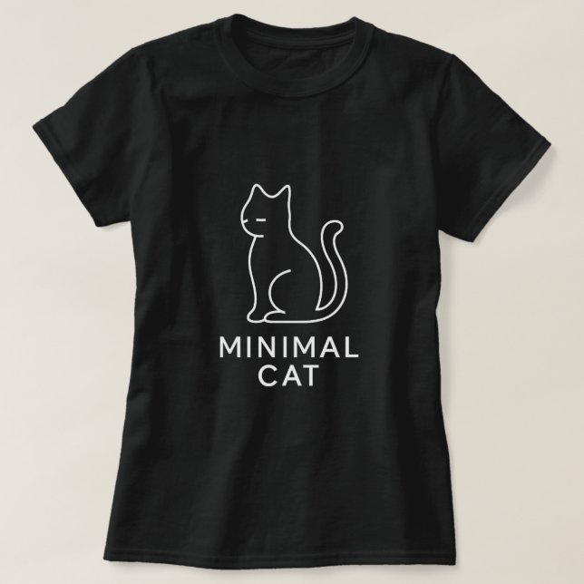 Minimal Cat Line Art T-Shirt (Design devant)
