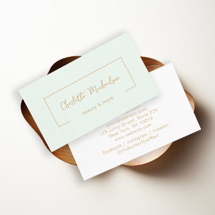 Minimal, Écriture manuelle, Carte de visite vert c