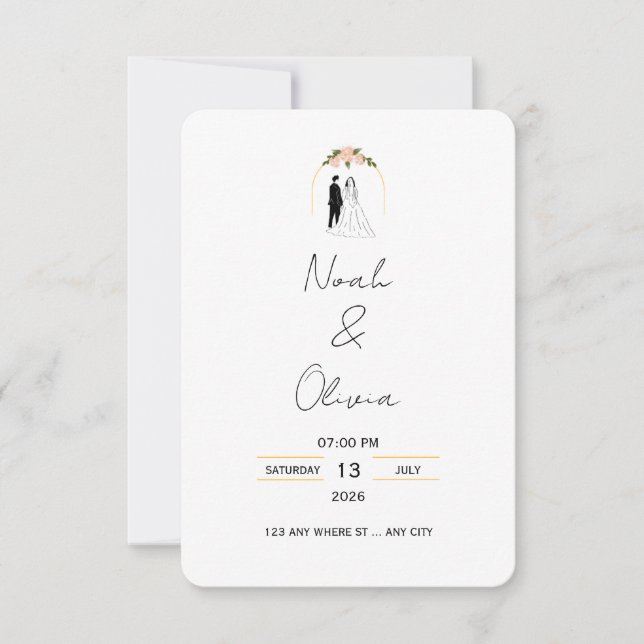 Minimal Elegant Script Wedding Invitation (Devant)