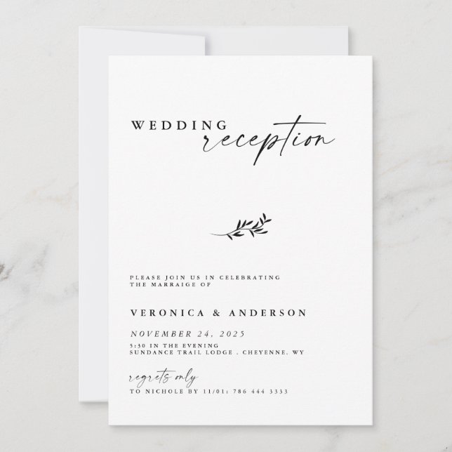 Minimal Elopement Reception Wedding Photo Invite (Devant)