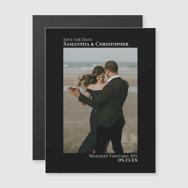 Minimal Enregistrer la date Vertical Photo Black M (Devant / Derrière)