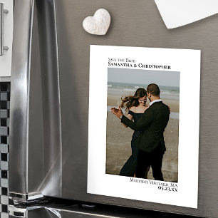 Minimal Enregistrer la date Vertical Photo White M