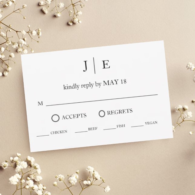 Minimal et chic | Cartes RSVP NOIR et BLANC (Créateur téléchargé)