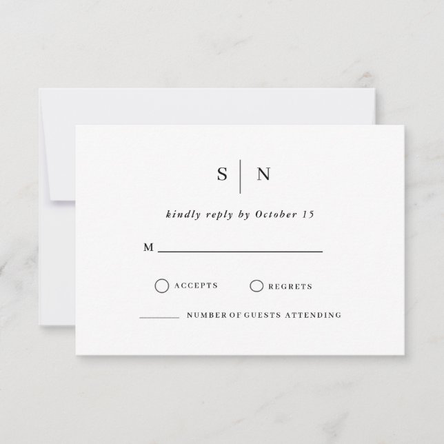 Minimal et chic | Mariage noir et blanc RSVP Ca (Devant)