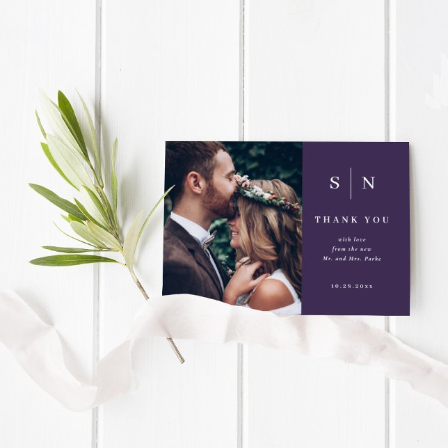 Minimal et chic | Mariage photo Merci BUDGET (A colorful yet classic wedding thank you card with room for two of your favorite photos)