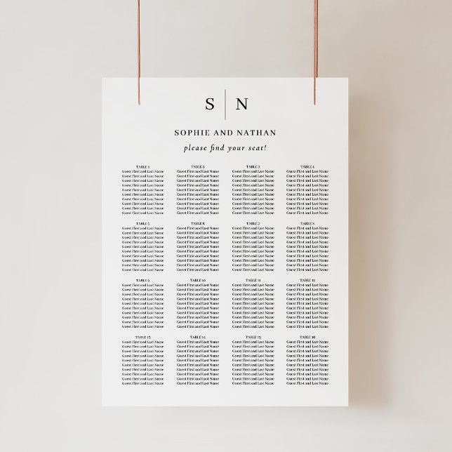 Minimal et chic | Tableau de sièges Mariages (A simple and modern wedding seating chart in black and white)