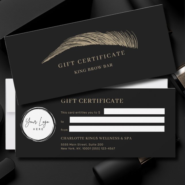 Minimal Eyebrow Black Logo Gift Certificate (Créateur téléchargé)