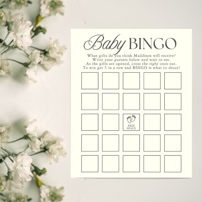 Minimal Gender Neutral Baby Shower Bingo Game (Créateur téléchargé)