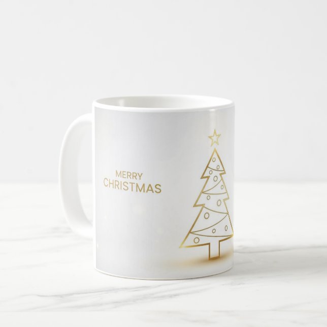 Minimal Gold Christmas Tree Mug (Devant gauche)