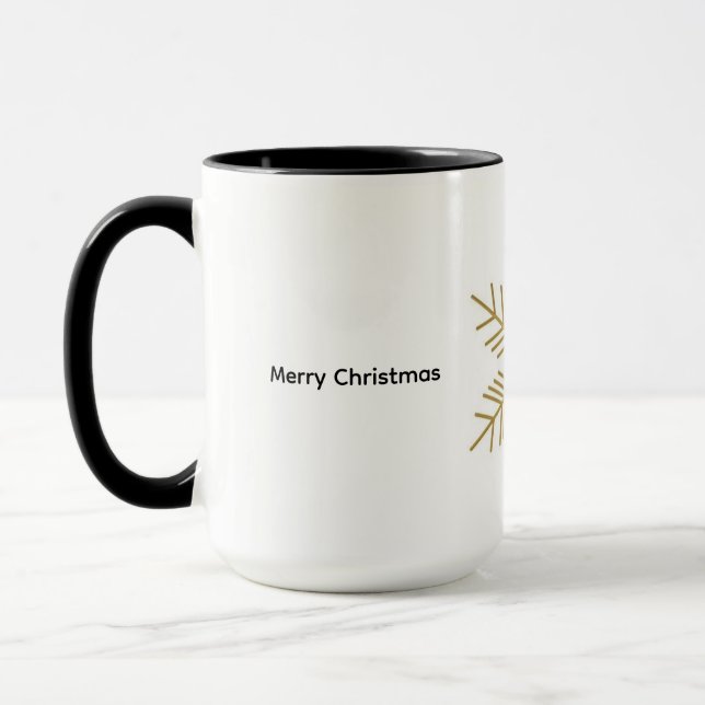 “Minimal Gold Snowflake Christmas Mug | Eleg 15 oz (Gauche)
