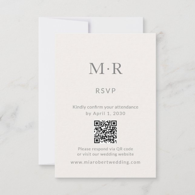Minimal Intimate Wedding RSVP Card with QR Code (Devant)