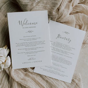 Minimal Leaf Olive Welcome Letter & Itinerary
