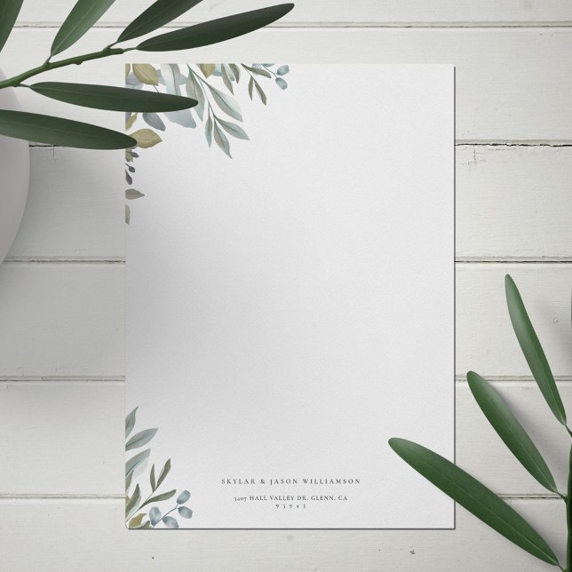 Minimal Leaf Watercolor Sage Greenery & Foliage (Créateur téléchargé)