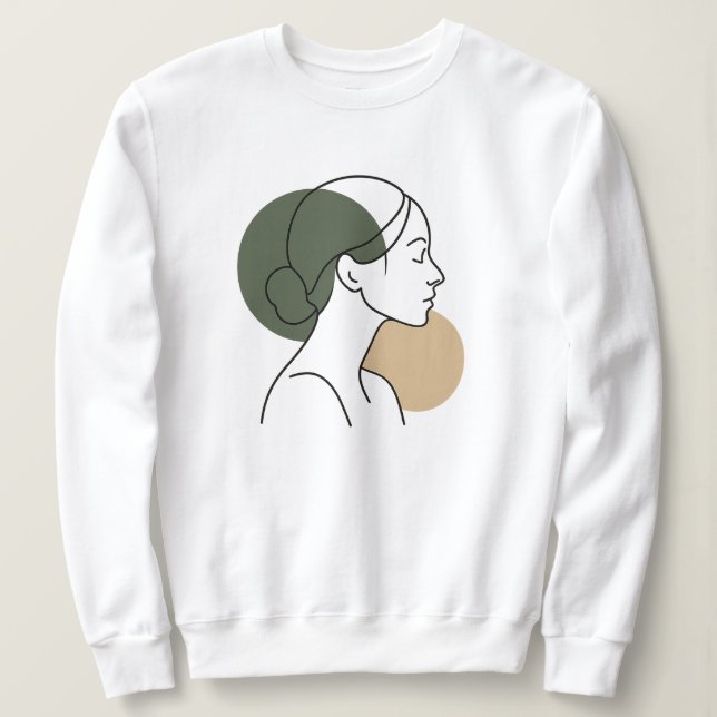 Minimal Line Art Woman Sweatshirt – Earth Tones (Design devant)