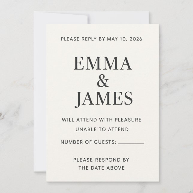 Minimal Modern Ivory RSVP Card (Devant)