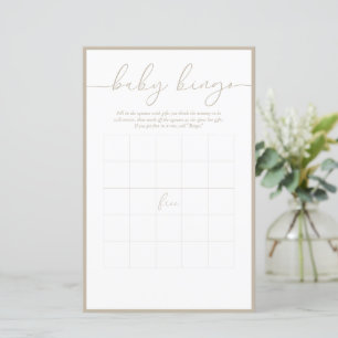 Minimal moderne   Baby Bingo Game Card