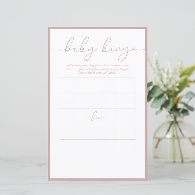 Minimal moderne | Baby Bingo Game Card (Debout devant)