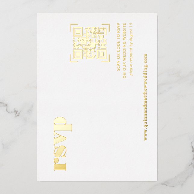 Minimal moderne | Carte RSVP de mariage de code QR (Recto)