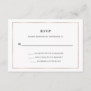 Minimal moderne Faux Rose Gold Border RSVP