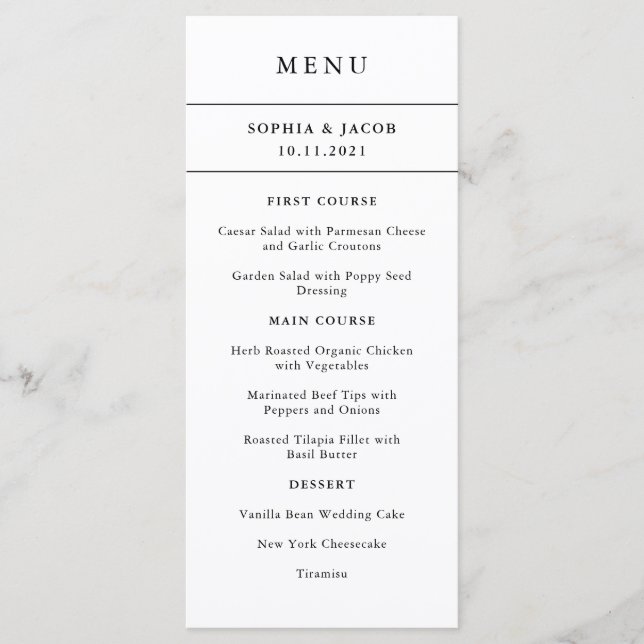 Minimal moderne | Menu Bordure couleur modifiable (Devant)