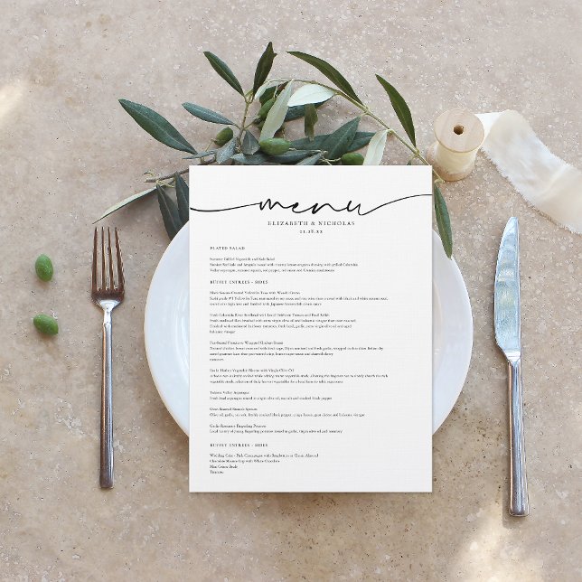 Minimal moderne | Menu Mariage (Créateur téléchargé)