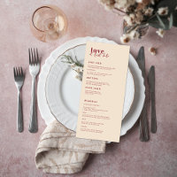 Minimal moderne | Menu Mariage rose et rouge