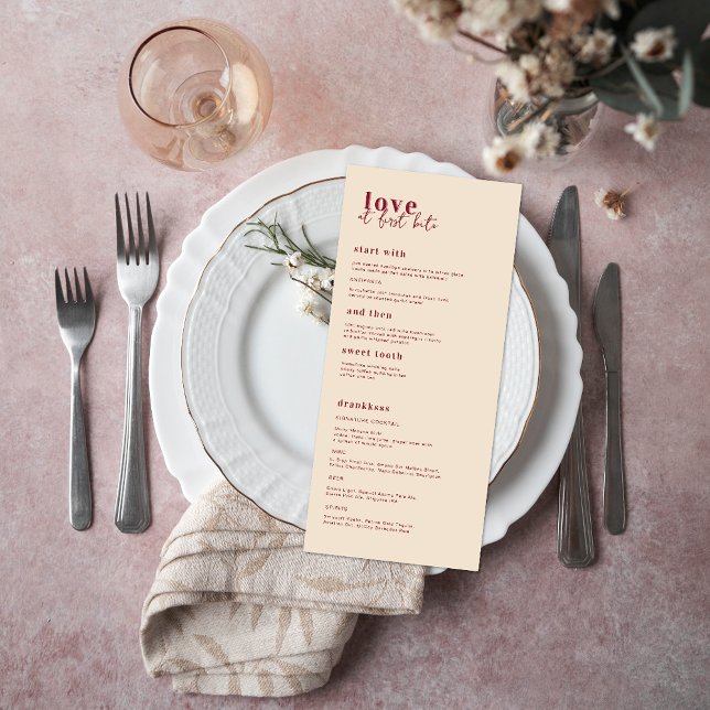 Minimal moderne | Menu Mariage rose et rouge (Créateur téléchargé)