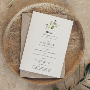 Minimal moderne Menu Mariage Spring Greenery