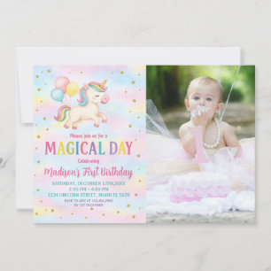 Minimal moderne Unicorn Invitation Anniversaire