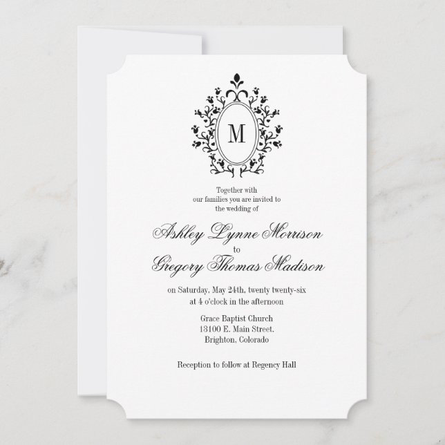 Minimal Monogram Wedding Invitation (Devant)