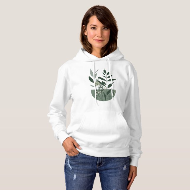 Minimal Nature Leaves Sweat à capuche pour femmes  (Devant entier)