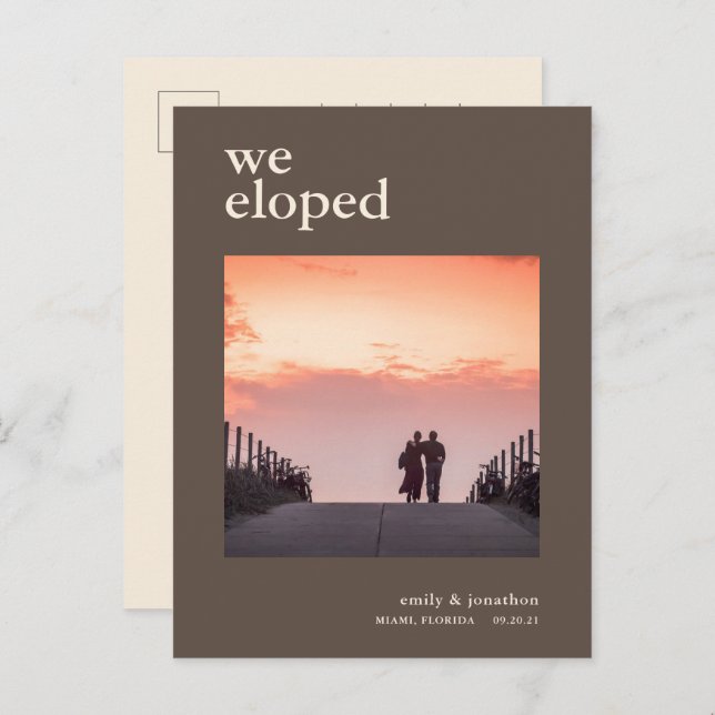 Minimal Nous Eloped Faire-part photo Crème Brown (Devant / Derrière)