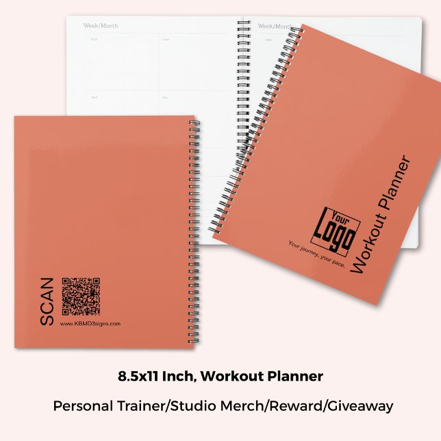 Minimal Orange Black Logo Motto Fitness Workout (8.5x11 Inch, Minimal Orange Black Logo Motto Fitness Workout Planner)