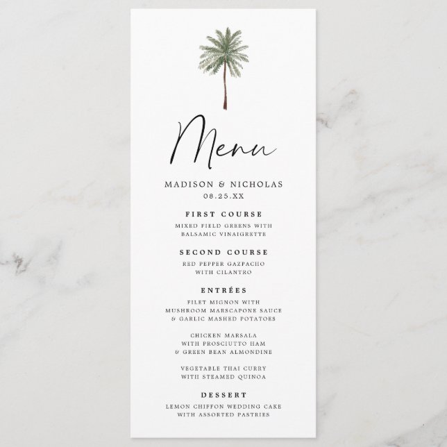 Minimal Palm Wedding Menu (Devant)