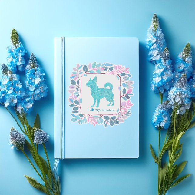 Minimal Pastel blue chihuahua Silhouette sticker (Créateur téléchargé)